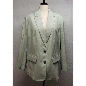 A New Day Women’s Blazer XXL Sage Green Boxy Fit Lined 2-Button Jacket NWT